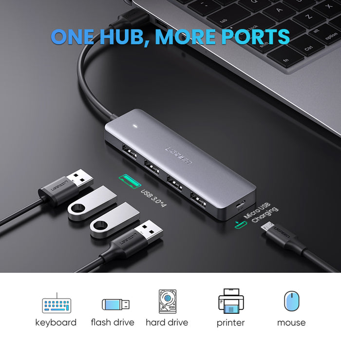 UGREEN 4-Port USB 3.0 Hub with Micro USB Power Supply