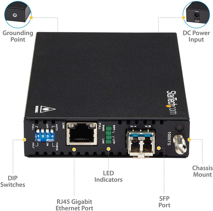StarTech.com Singlemode (SM) LC Fiber Media Converter for 1Gbe Network - 10km - Gigabit Ethernet - 1310nm - with SFP Transceiver (ET91000SM10)