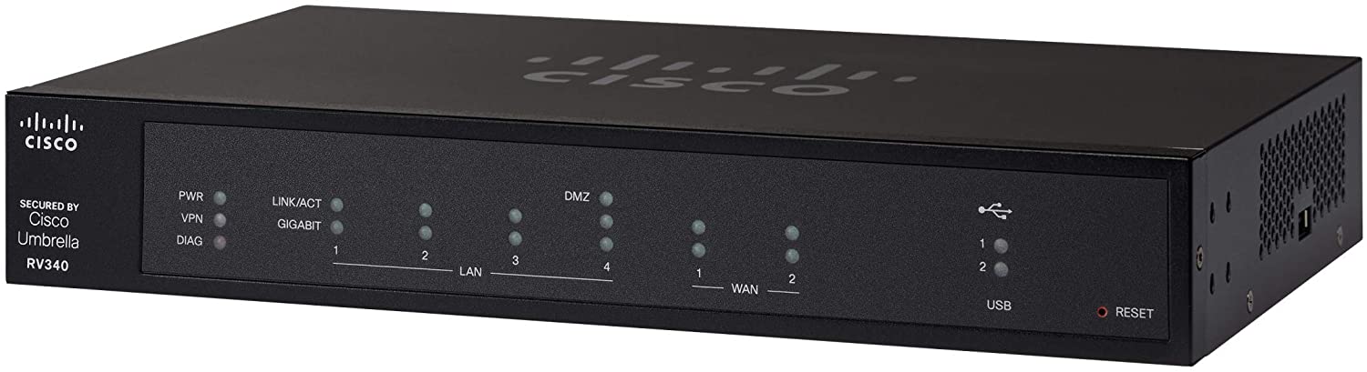 Cisco RV340 VPN Router with 4 Gigabit Ethernet (GbE) Ports Plus Dual WAN, Limited Lifetime Protection (RV340-K9-NA), Black