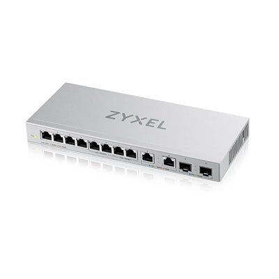Zyxel 12-Port Multigig Unmanaged Switch with 2 x 2.5G Ports and 2 x 10G SFP + Ports Desktop - Wall Mount, 5 Year Warranty [XGS1010-12]