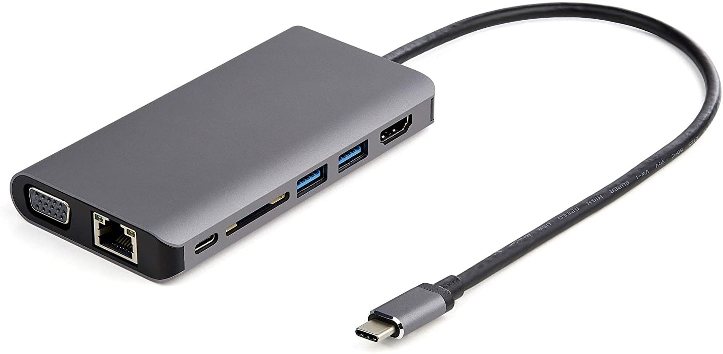 StarTech.com USB C Multiport Adapter - USB-C Mini Travel Dock w- 4K HDMI or 1080p VGA - 3x USB 3.0 Hub, SD, GbE, Audio, 100W PD Pass-Through - Portable Docking Station for Laptop-Tablet (DKT30CHVAUSP)