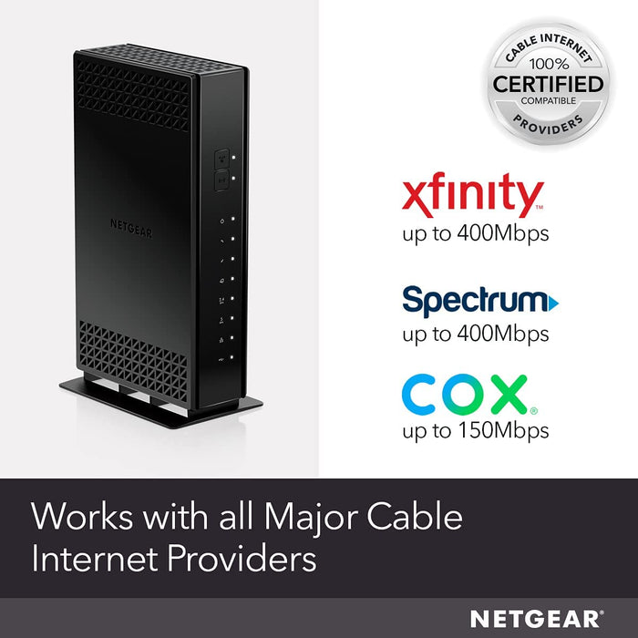 Netgear Cable Modem with Built-in WiFi Router  Compatible with All Major Cable Providers incl. Xfinity, Spectrum, Cox ( C6230)