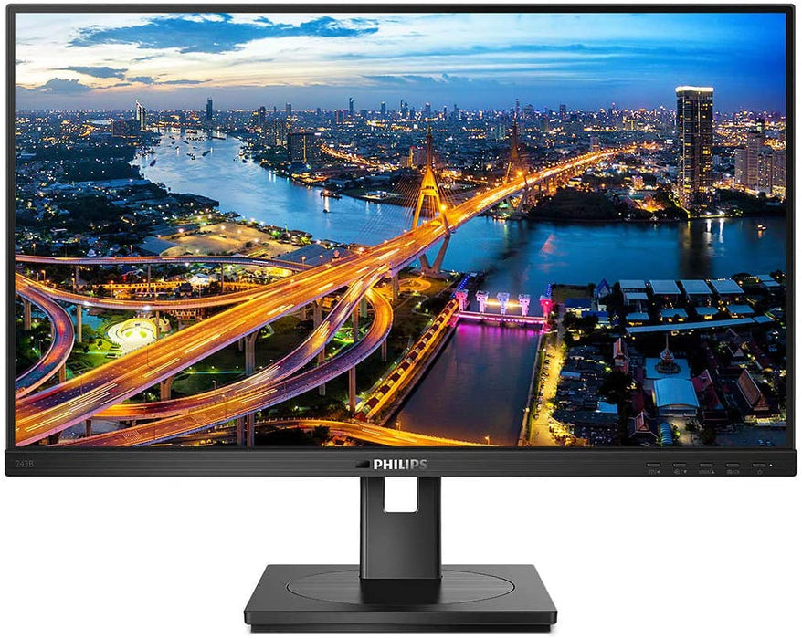 Philips 243B1 86 cm (23.8 Inch) Monitor, HDMI, DisplayPort, USB-C, RJ45, USB Hub, 1920 x 1080 440, 75 Hz, FreeSync, 4 ms Response Time, Color Black