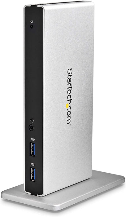 StarTech.com 4K Laptop Docking Station, Dual Video, DP & HDMI Capable, USB 3.0, 4K Ultra HD Universal Laptop Port, Black & Silver
