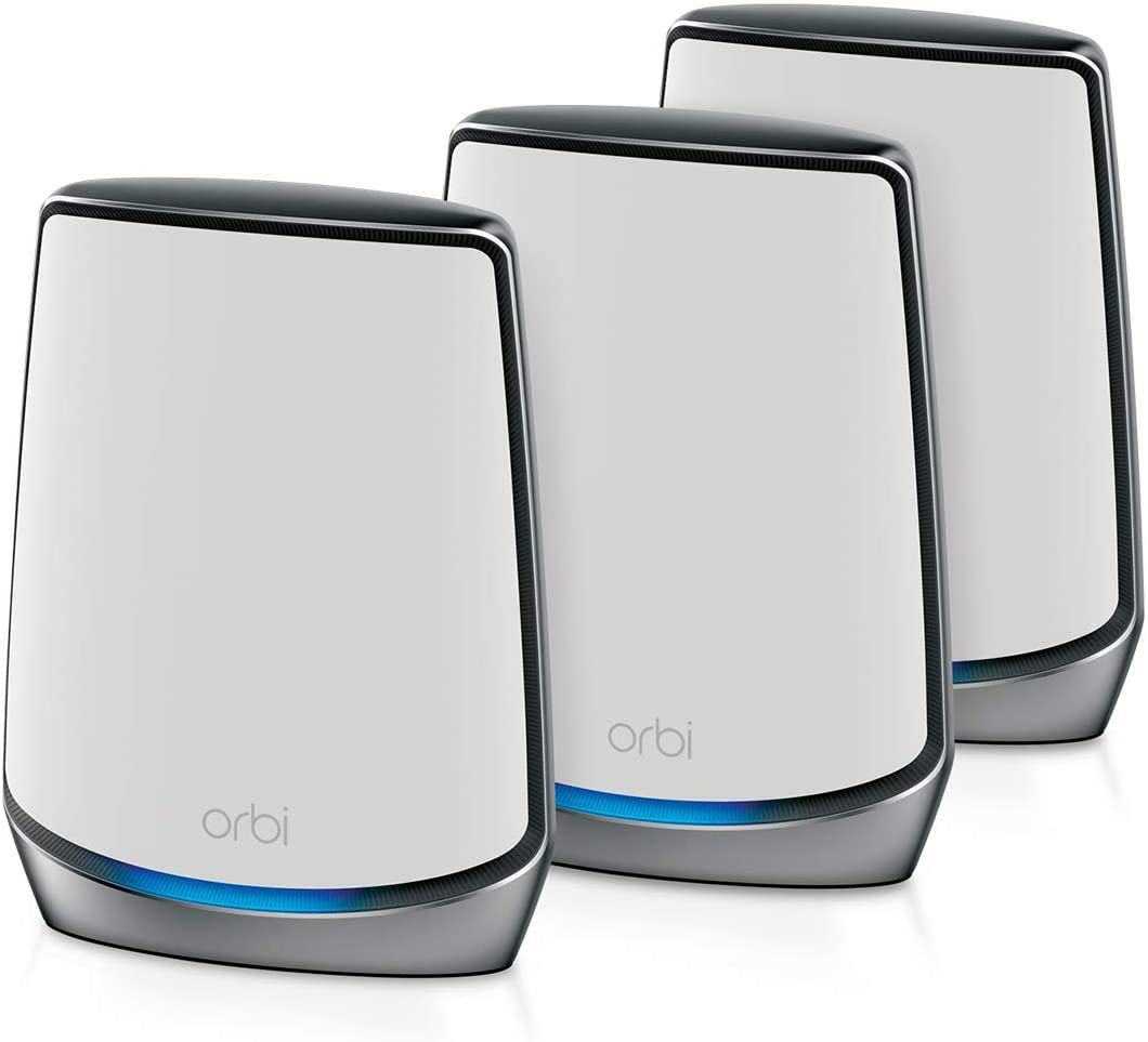 NETGEAR Orbi Whole Home Tri-band Mesh Wi-Fi 6 System Router with 2 Satellite Extenders, AX6000 (RBK853)