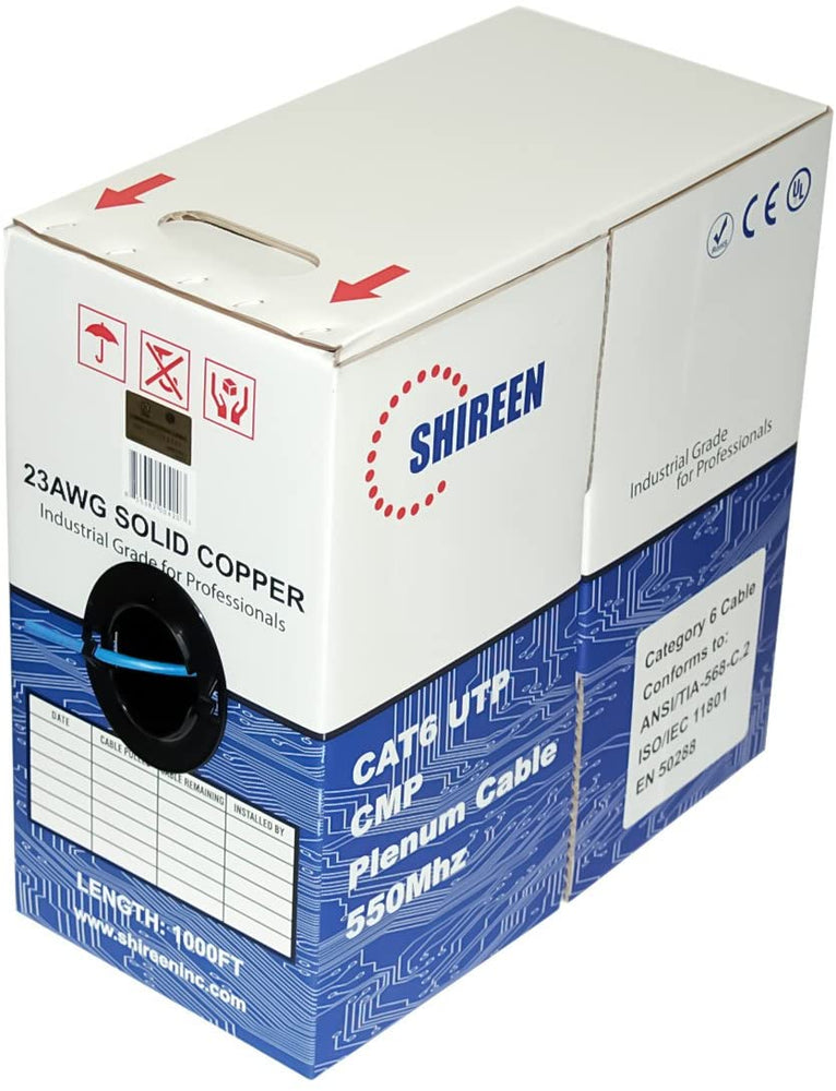 Shireen DC-2050 - Plenum Cat6 UTP CMP 1000ft Blue Cable 23AWG