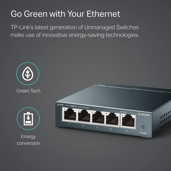 TP-Link 5 Port Gigabit Unmanaged Ethernet Network Switch, Ethernet Splitter (TL-SG105)