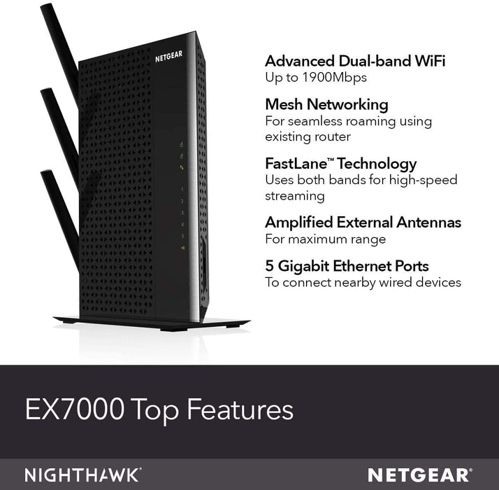 NETGEAR WiFi Mesh Range Extender - Coverage up to 2100 sq.ft. and 35 devices with AC1900 Dual Band Wireless Signal Booster & Repeater (EX7000)