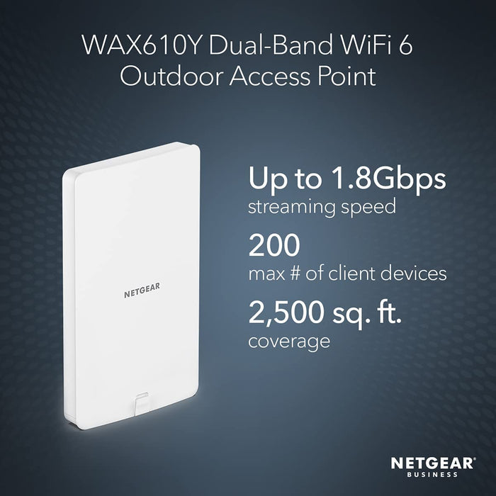 NETGEAR AX1800 Dual Band PoE Multi-Gig Insight Managed WiFi 6 Outdoor Access Point (WAX610Y)