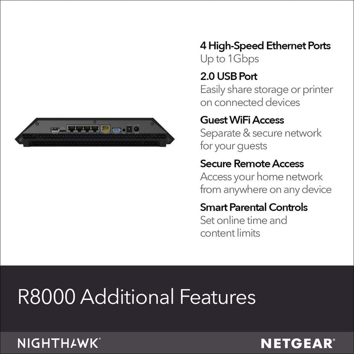Netgear Nighthawk X6 Smart Wi-Fi Router AC3200 (R8000-100NAS)