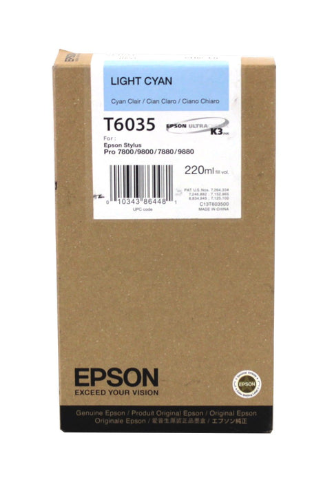 EPSON T603500 Light Cyan UltraChrome K3 Ink Cartridge for Stylus Pro 7800/7880/9800/9880, 220ml - We Love tec