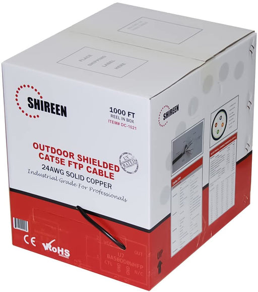 Shireen DC-1021 CAT5e 1000ft FTP Ethernet Cable, Outdoor Shielded