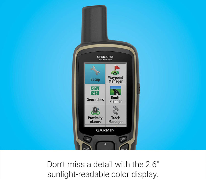 Garmin GPSMAP 65, Button-Operated Handheld with Expanded Satellite Support and Multi-Band Technology, 2.6" Color Display, (010-02451-00)
