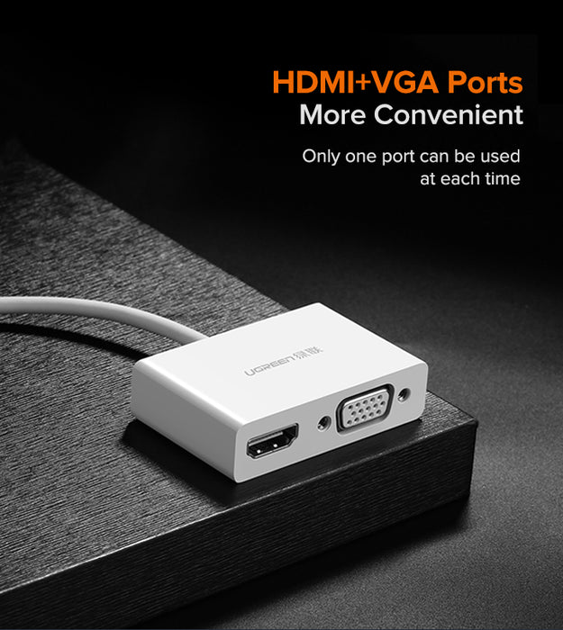 UGREEN USB Type C to HDMI + VGA Converter (White)
