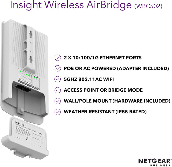 NETGEAR Wireless AirBridge Kit for Long Distance Point-to-Point Connectivity, up to 9000ft (WBC502B2)
