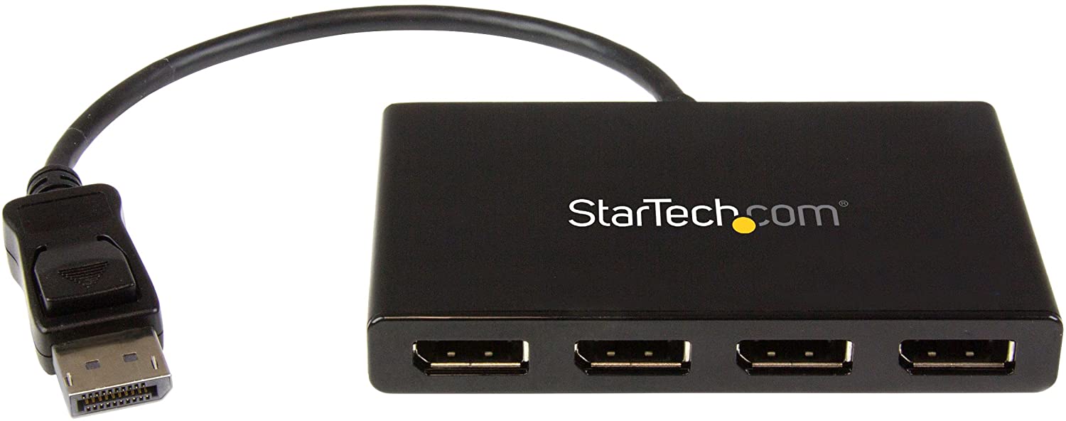 StarTech.com 4 Port DisplayPort MST Hub - DP 1.2 to 4x DP MST Hub - Multi Monitor DisplayPort Splitter - 4 Port MST Hub (MSTDP124DP), Black