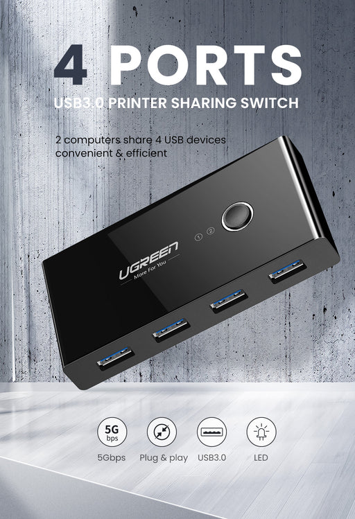 UGREEN 2 In 4 Out USB 2.0/USB 3.0 Sharing Switch Box