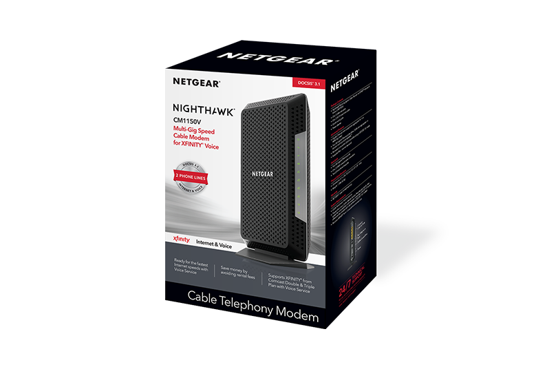 NETGEAR Nighthawk® Multi-Gig Cable Modem for XFINITY® internet & Voice (CM1150V)