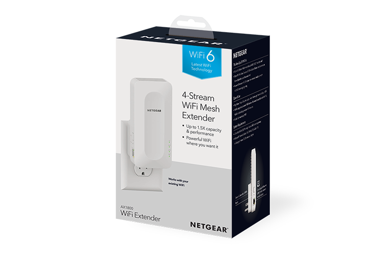 NETGEAR Dual-band WiFi 6 Mesh Extender, 1.8Gbps, Wall-plug, Internal Antenna (EAX15)
