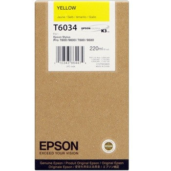 EPSON T603400 Yellow UltraChrome K3 Ink Cartridge for Stylus Pro 7800/7880/9800/9880, 220ml - We Love tec