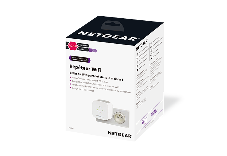 NETGEAER Dual-band WiFi Range Extender, 750Mbps, Wall-plug, External Antenna (EX3110)