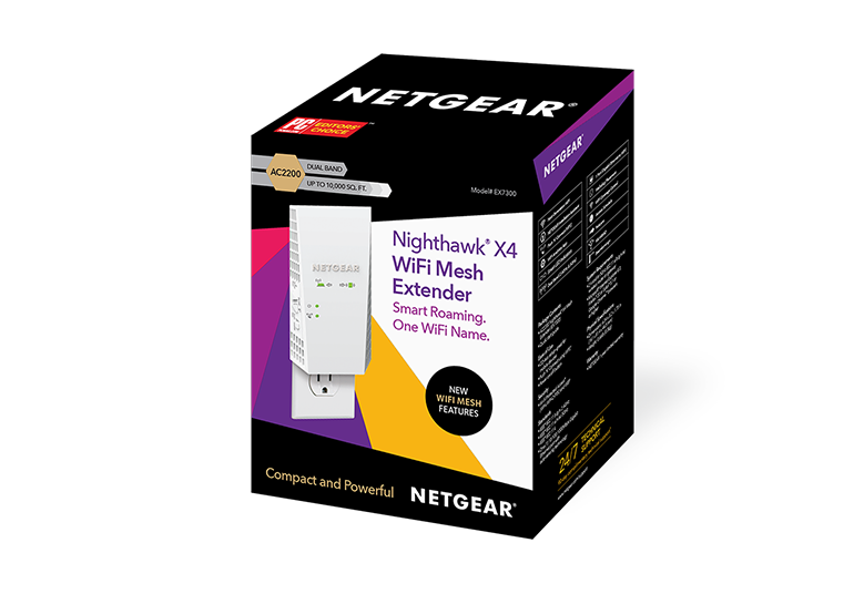 NETGEAR Nighthawk® X4 Dual-band WiFi Mesh Extender, 2.2Gbps, Wall-plug, Internal Antenna (EX7300)