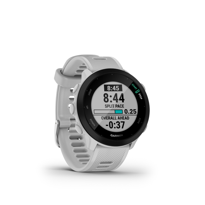 Garmin Forerunner 55, GPS Running Watch with Daily Suggested Workouts, Up  to 2 weeks of Battery Life, White 