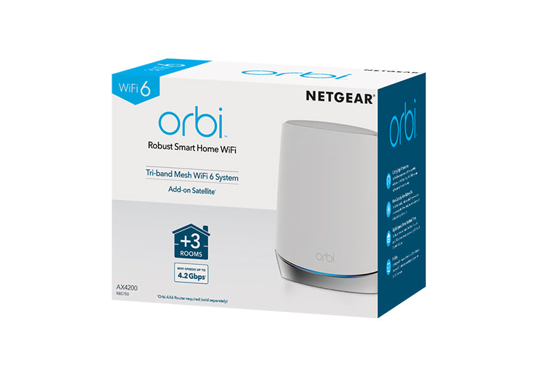 NETGEAR Orbi Tri-band WiFi 6 Add-on Satellite, 4.2Gbps (RBS750)