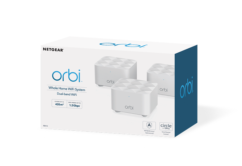 NETGEAR Orbi Dual-band Mesh WiFi System, 1.2Gbps, Router + 2 Satellites (RBK13)