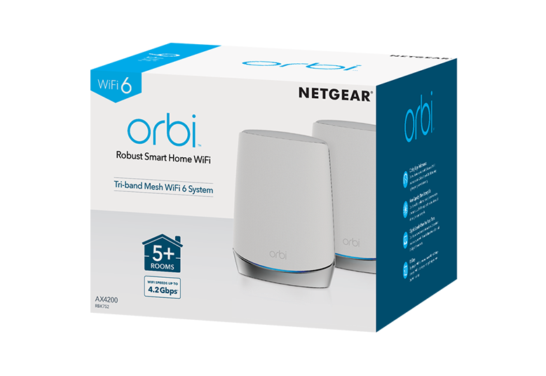 NETGEAR Orbi Tri-Band WiFi 6 Mesh System, 4.2Gbps, Router + 1 Satellite (RBK752)
