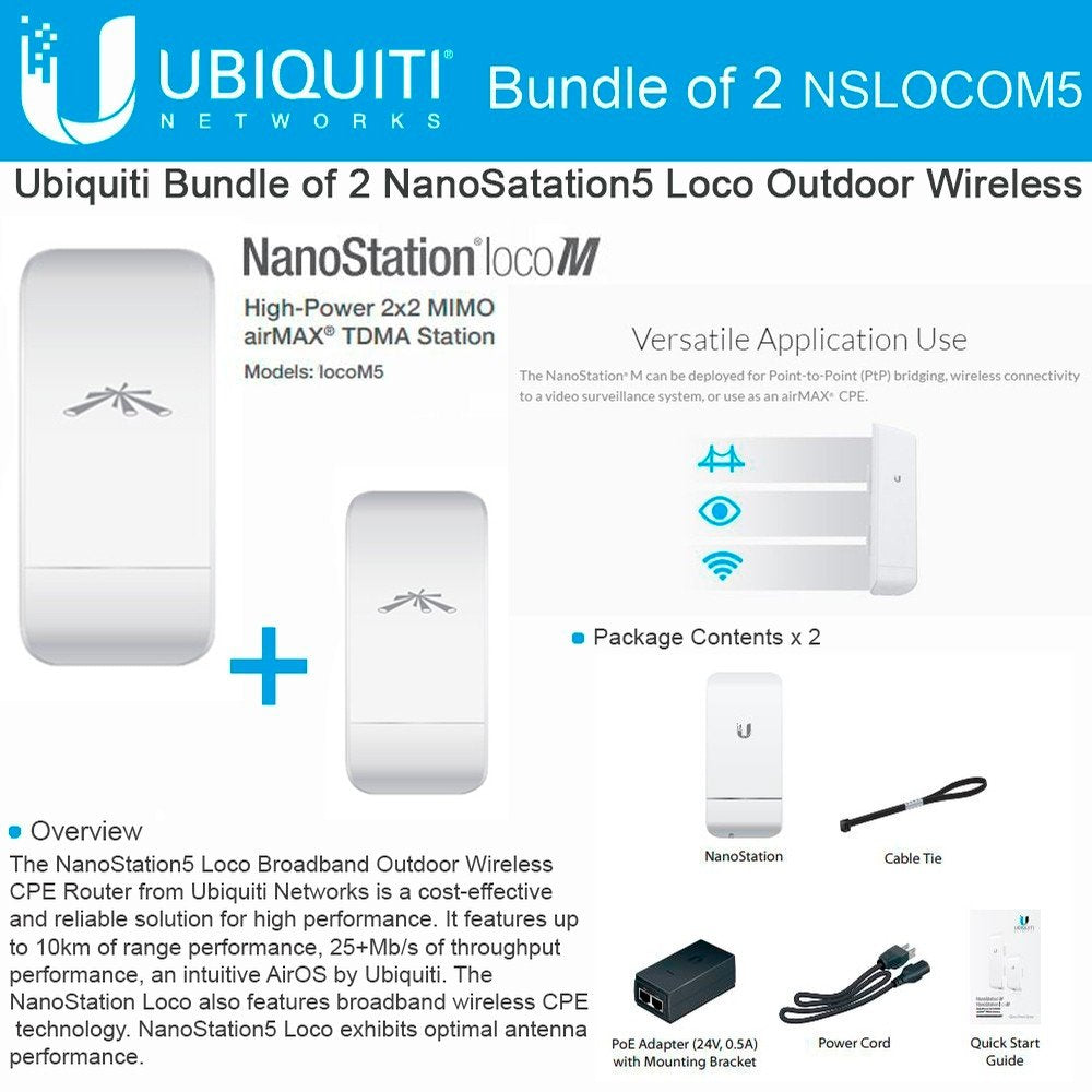 Ubiquiti Networks LOCOM5 Outdoor MIMO 11n 5GHz, US Version (2 pack) - Free 2Day Shipping - We Love tec