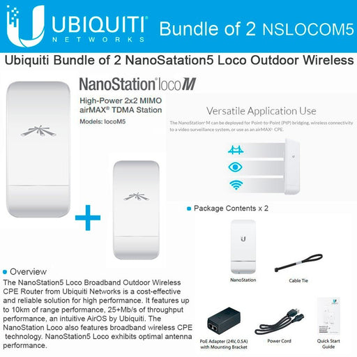 Ubiquiti Networks LOCOM5 Outdoor MIMO 11n 5GHz, US Version (2 pack) - Free 2Day Shipping - We Love tec