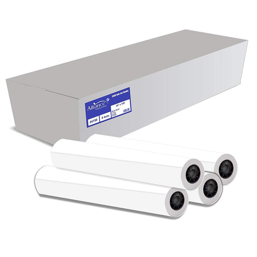 Paper Rolls, 24” x 150', 92 Bright, 20lb - 4 Rolls Per Carton - Ink Jet Bond Rolls with 2" Core - We Love tec