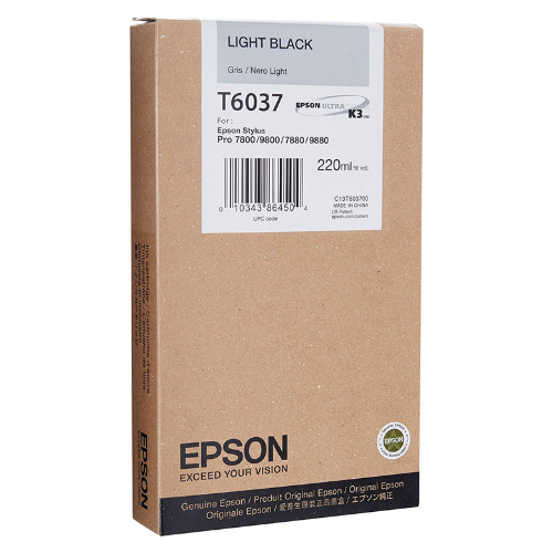 EPSON T603700 Light Black UltraChrome K3 Ink Cartridge for Stylus Pro 7800/7880/9800/9880, 220ml - We Love tec